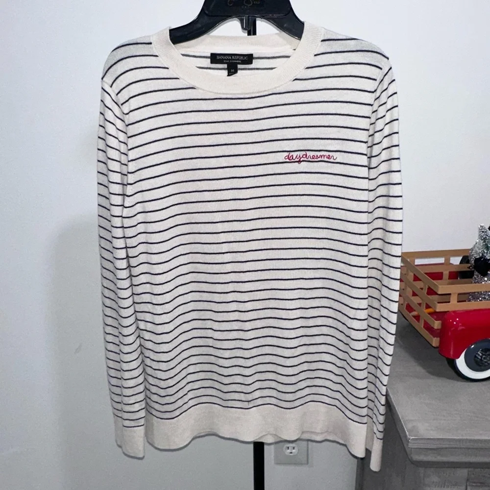 Banana Republic Daydreamer Striped silk cashmere Sweater - cream and black - Picture 2 of 6